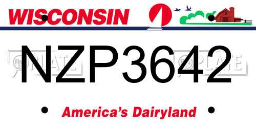 NZP3642 Wisconsin License Plate