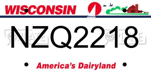NZQ2218 Wisconsin License Plate