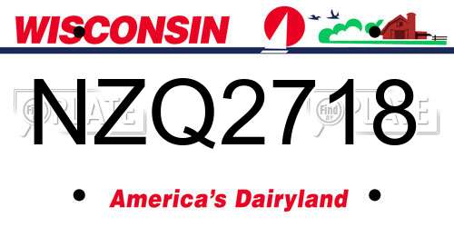NZQ2718 Wisconsin License Plate