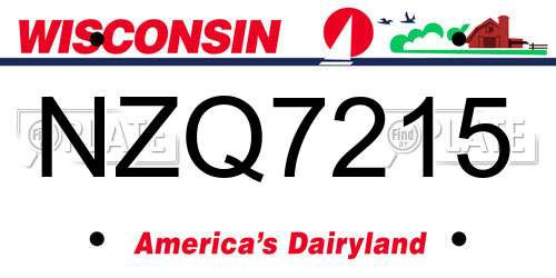 NZQ7215 Wisconsin License Plate