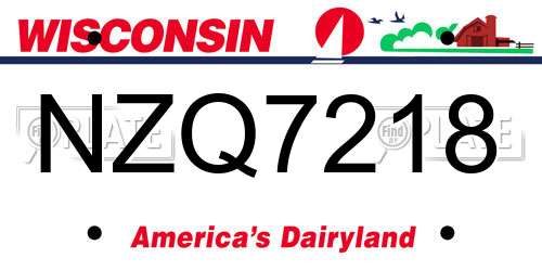 NZQ7218 Wisconsin License Plate
