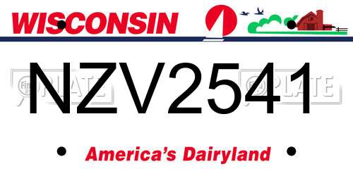 NZV2541 Wisconsin License Plate