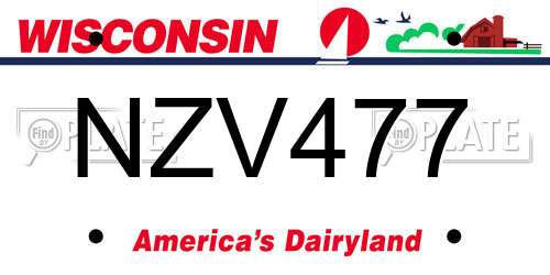 NZV477 Wisconsin License Plate