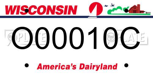 O00010C Wisconsin License Plate