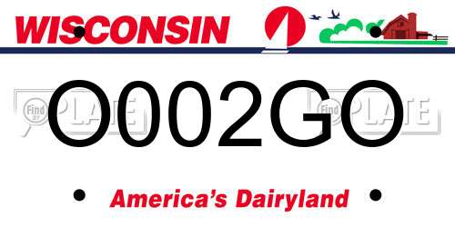 O002GO Wisconsin License Plate
