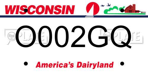 O002GQ Wisconsin License Plate