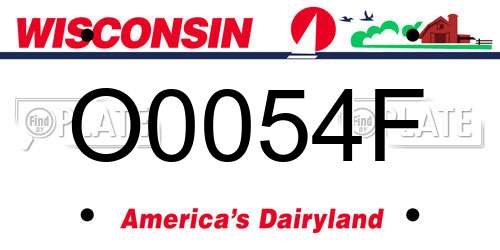 O0054F Wisconsin License Plate