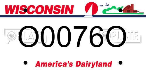 O0076O Wisconsin License Plate