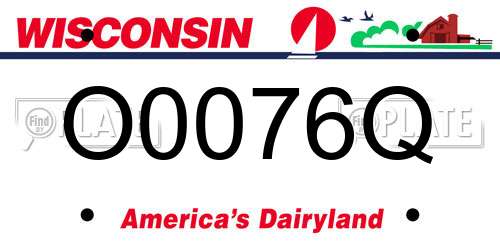 O0076Q Wisconsin License Plate