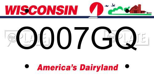 O007GQ Wisconsin License Plate