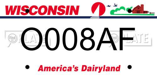 O008AF Wisconsin License Plate