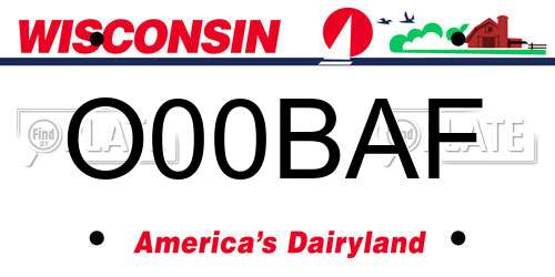 O00BAF Wisconsin License Plate