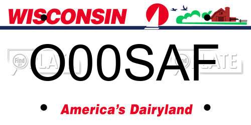 O00SAF Wisconsin License Plate