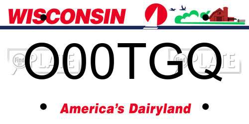 O00TGQ Wisconsin License Plate