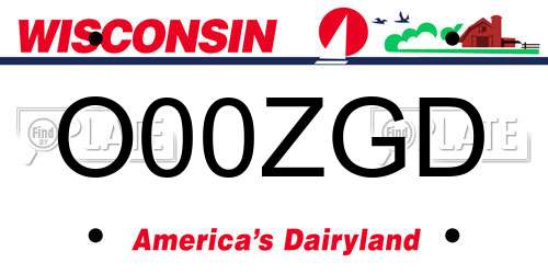 O00ZGD Wisconsin License Plate