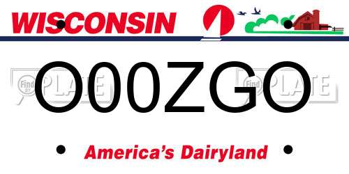 O00ZGO Wisconsin License Plate