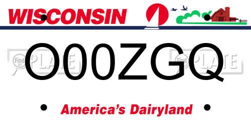 O00ZGQ Wisconsin License Plate