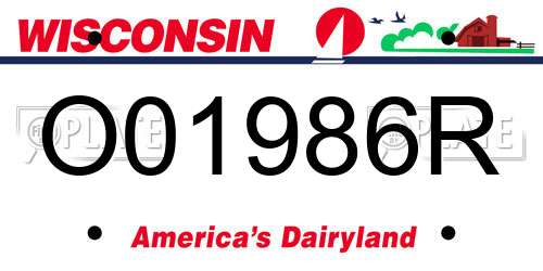 O01986R Wisconsin License Plate