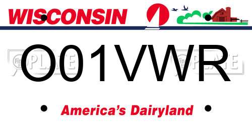 O01VWR Wisconsin License Plate