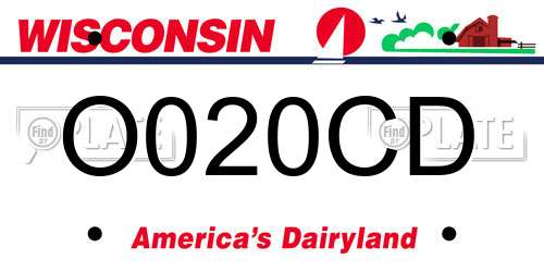 O020CD Wisconsin License Plate