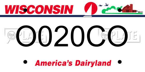 O020CO Wisconsin License Plate