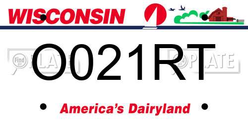 O021RT Wisconsin License Plate