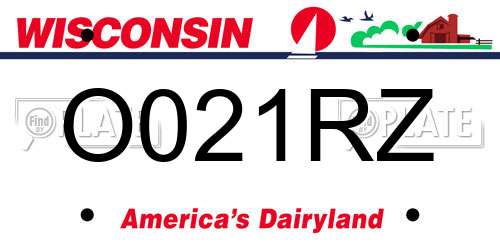 O021RZ Wisconsin License Plate