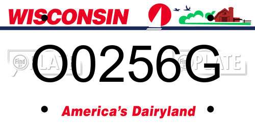 O0256G Wisconsin License Plate