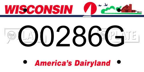 O0286G Wisconsin License Plate