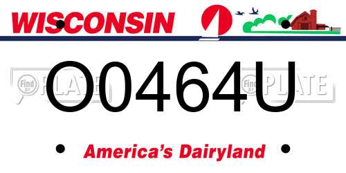 O0464U Wisconsin License Plate