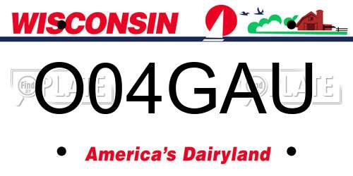 O04GAU Wisconsin License Plate