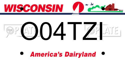 O04TZI Wisconsin License Plate