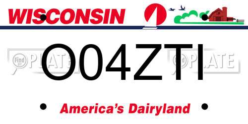 O04ZTI Wisconsin License Plate