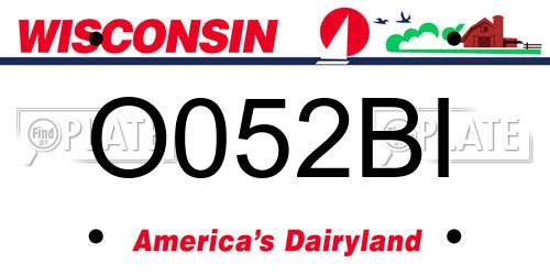 O052BI Wisconsin License Plate