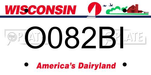 O082BI Wisconsin License Plate