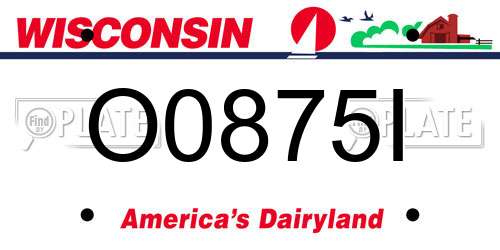 O0875I Wisconsin License Plate