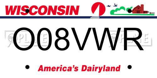 O08VWR Wisconsin License Plate