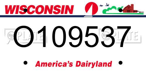 O109537 Wisconsin License Plate