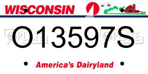 O13597S Wisconsin License Plate