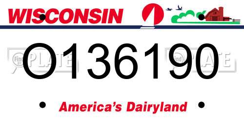 O136190 Wisconsin License Plate