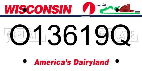 O13619Q Wisconsin License Plate