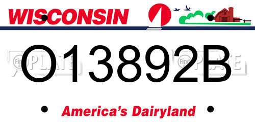 O13892B Wisconsin License Plate