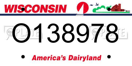 O138978 Wisconsin License Plate