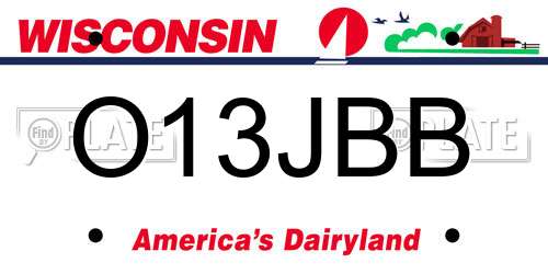 O13JBB Wisconsin License Plate