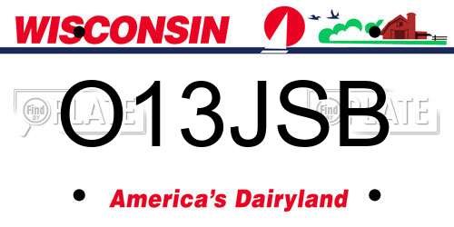 O13JSB Wisconsin License Plate