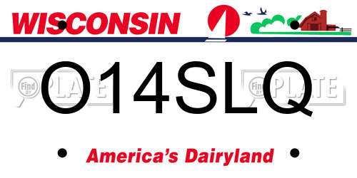 O14SLQ Wisconsin License Plate