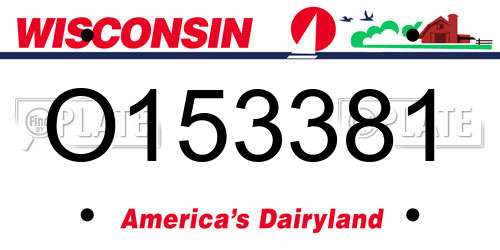 O153381 Wisconsin License Plate