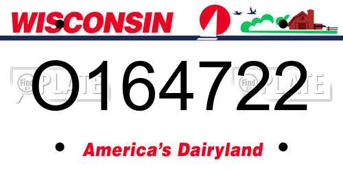 O164722 Wisconsin License Plate