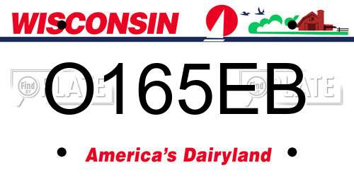 O165EB Wisconsin License Plate