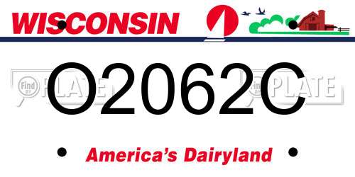 O2062C Wisconsin License Plate